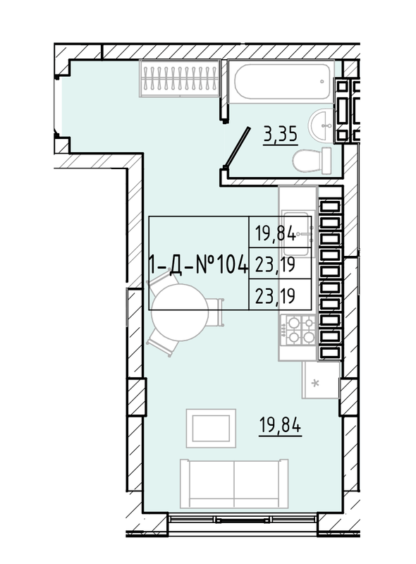 1-кімнатна 23.19 м² в ЖК Приморські Сади від 22 450 грн/м², Одеса