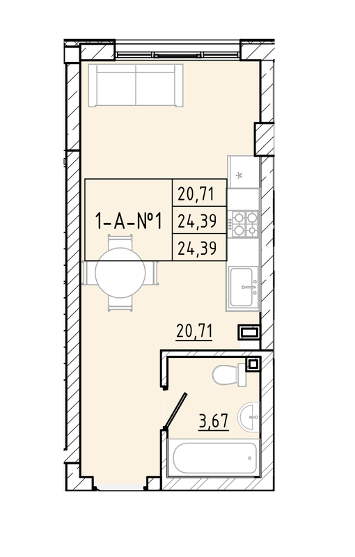 1-кімнатна 24.39 м² в ЖК Приморські Сади від 22 450 грн/м², Одеса