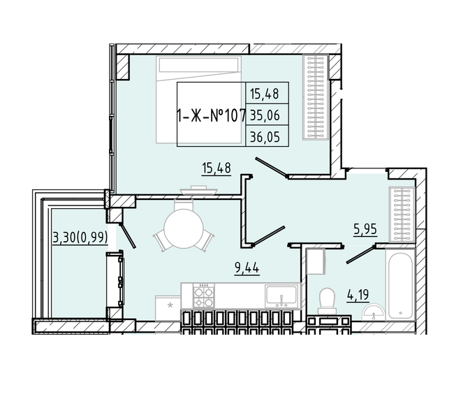 1-комнатная 36.05 м² в ЖК Приморские Сады от 22 450 грн/м², Одесса