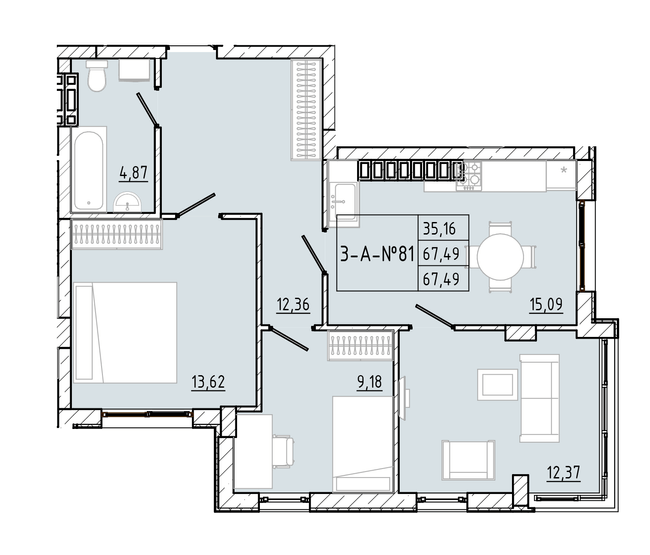 3-кімнатна 67.49 м² в ЖК Приморські Сади від 20 500 грн/м², Одеса