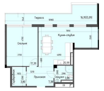 1-кімнатна 63.51 м² в ЖК Простір+ на Дачній від 31 250 грн/м², Одеса