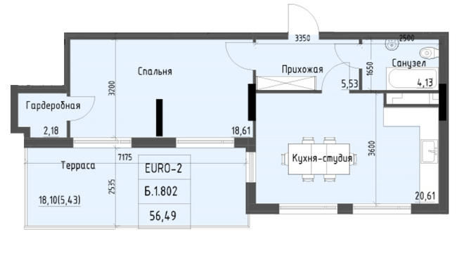 1-кімнатна 56.49 м² в ЖК Простір+ на Дачній від 31 250 грн/м², Одеса