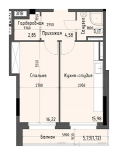 1-кімнатна 44.52 м² в ЖК Простір+ на Дачній від 31 250 грн/м², Одеса