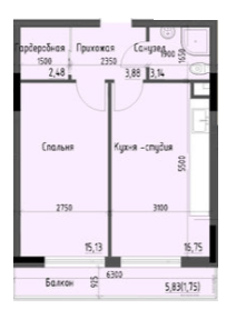 1-кімнатна 43.13 м² в ЖК Простір+ на Дачній від 31 250 грн/м², Одеса