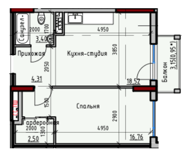 1-кімнатна 46.44 м² в ЖК Простір+ на Дачній від 29 450 грн/м², Одеса