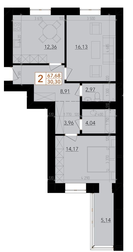 2-комнатная 67.68 м² в ЖК HARMONY for life от 14 500 грн/м², Хмельницкий