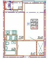 1-кімнатна 44.15 м² в ЖК Удобный від 24 850 грн/м², Одеса