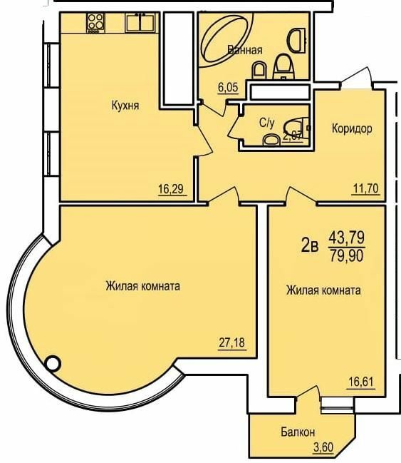 2-кімнатна 79.9 м² в ЖБК Співаючий фонтан від 24 000 грн/м², Одеса