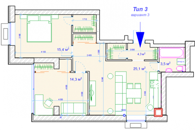 2-кімнатна 61.3 м² в ЖК Forest Hill від забудовника, Дніпро