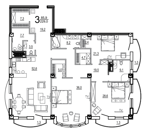 3-кімнатна 229 м² в КБ Biarritz від 53 800 грн/м², Одеса