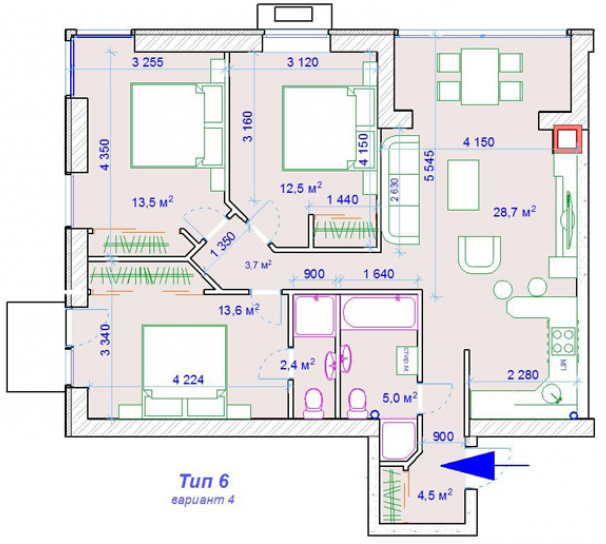 3-кімнатна 81.9 м² в ЖК Forest Hill від забудовника, Дніпро