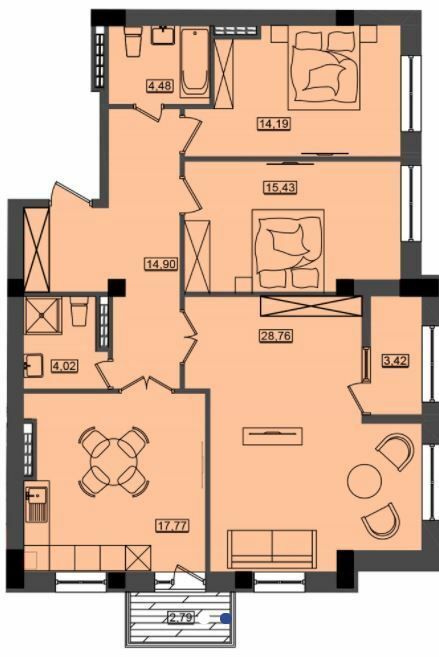 3-комнатная 104.36 м² в ЖК Дом у моря Premier от 24 050 грн/м², г. Южное