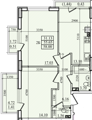 2-кімнатна 58 м² в ЖК Парус від 18 400 грн/м², м. Южне