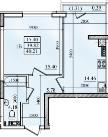 1-комнатная 40.21 м² в ЖК Парус от 19 800 грн/м², г. Южное