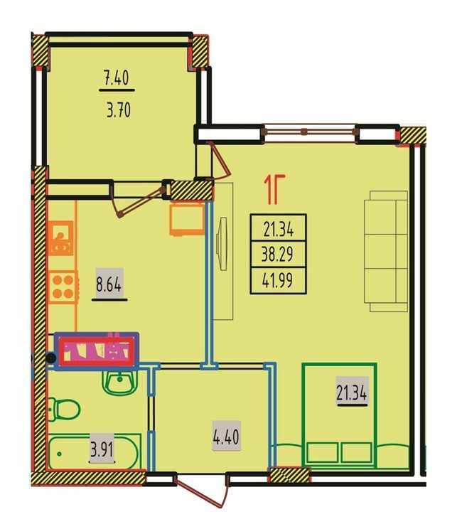 1-кімнатна 41.99 м² в ЖК RosenTal від 15 700 грн/м², с. Лиманка