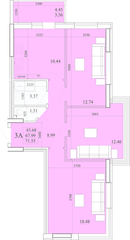3-кімнатна 71.55 м² в ЖК Акварель-2 від 22 000 грн/м², Одеса