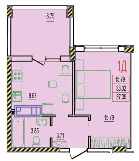 1-комнатная 37.39 м² в ЖК RosenTal от 15 700 грн/м², с. Лиманка