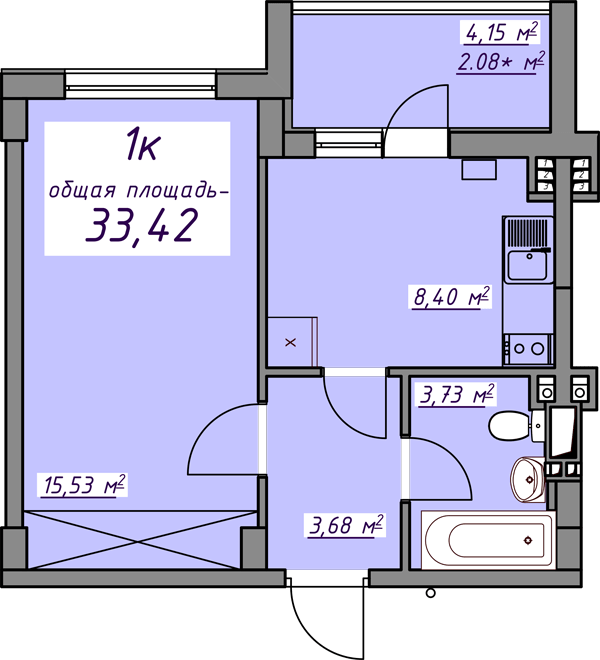 1-кімнатна 33.42 м² в ЖМ Сьоме Небо від 18 350 грн/м², смт Авангард