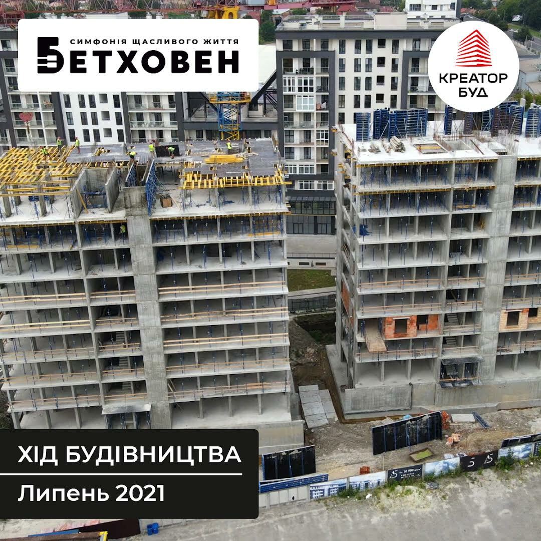 Ход строительства ЖК Бетховен, июль, 2021 год