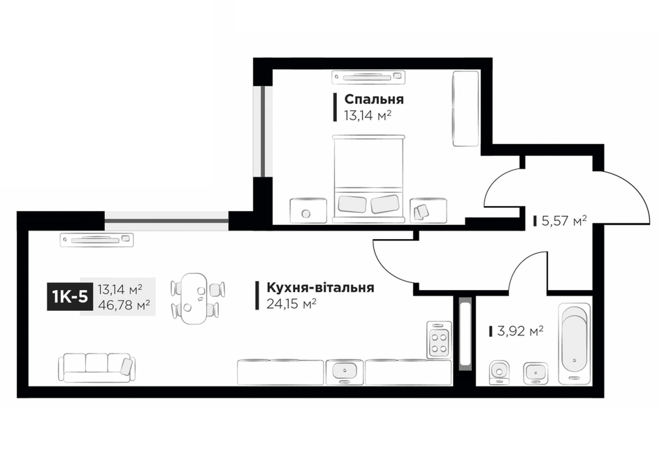 1-кімнатна 46.78 м² в ЖК Life Story від 36 021 грн/м², Київ