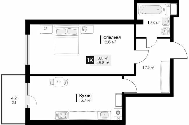 1-комнатная 45.8 м² в ЖК OBRIY3 от 24 600 грн/м², Львов
