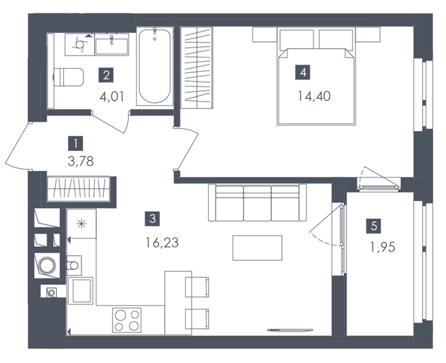 1-кімнатна 40.37 м² в ЖК Safe Town від 36 700 грн/м², Львів