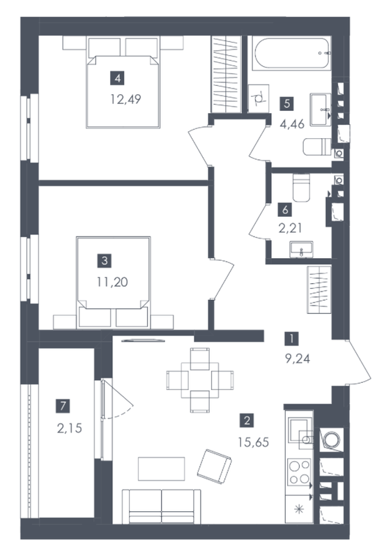 2-кімнатна 57.4 м² в ЖК Safe Town від 35 300 грн/м², Львів