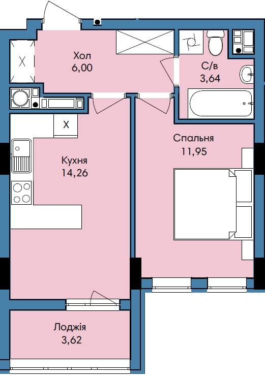 1-комнатная 39.47 м² в ЖК Washington City от 27 500 грн/м², Львов