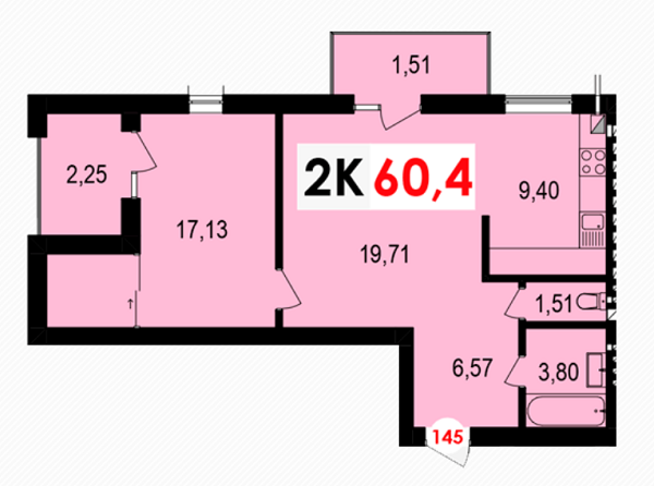 2-комнатная 60.4 м² в ЖК Долишний от 13 400 грн/м², Ивано-Франковск