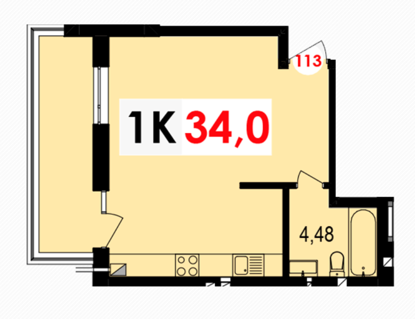 1-комнатная 34 м² в ЖК Долишний от 13 400 грн/м², Ивано-Франковск