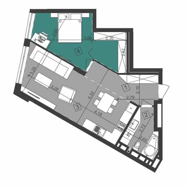 1-комнатная 56.66 м² в ЖК Парус City от 27 700 грн/м², Львов