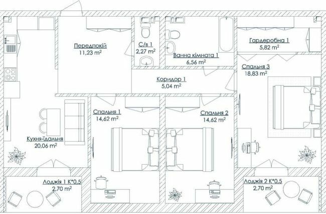 3-кімнатна 104.63 м² в ЖК KANDINSKY Odessa Residence від 76 134 грн/м², Одеса