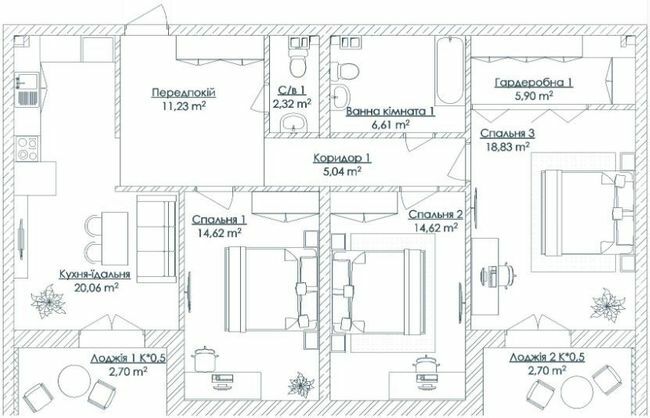 3-кімнатна 105.88 м² в ЖК KANDINSKY Odessa Residence від 76 134 грн/м², Одеса