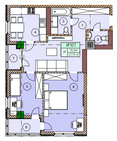 2-комнатная 70.11 м² в ЖК ЕкоПарк от 12 000 грн/м², г. Червоноград