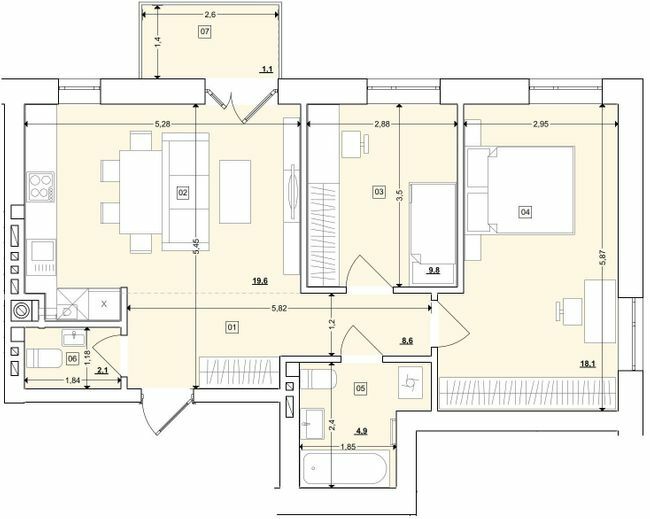 2-кімнатна 64.75 м² в ЖК Етно Дім від 16 900 грн/м², с. Горішній