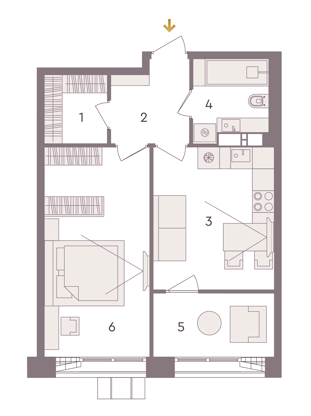 1-комнатная 48.55 м² в ЖК Senat от 42 880 грн/м², Киев