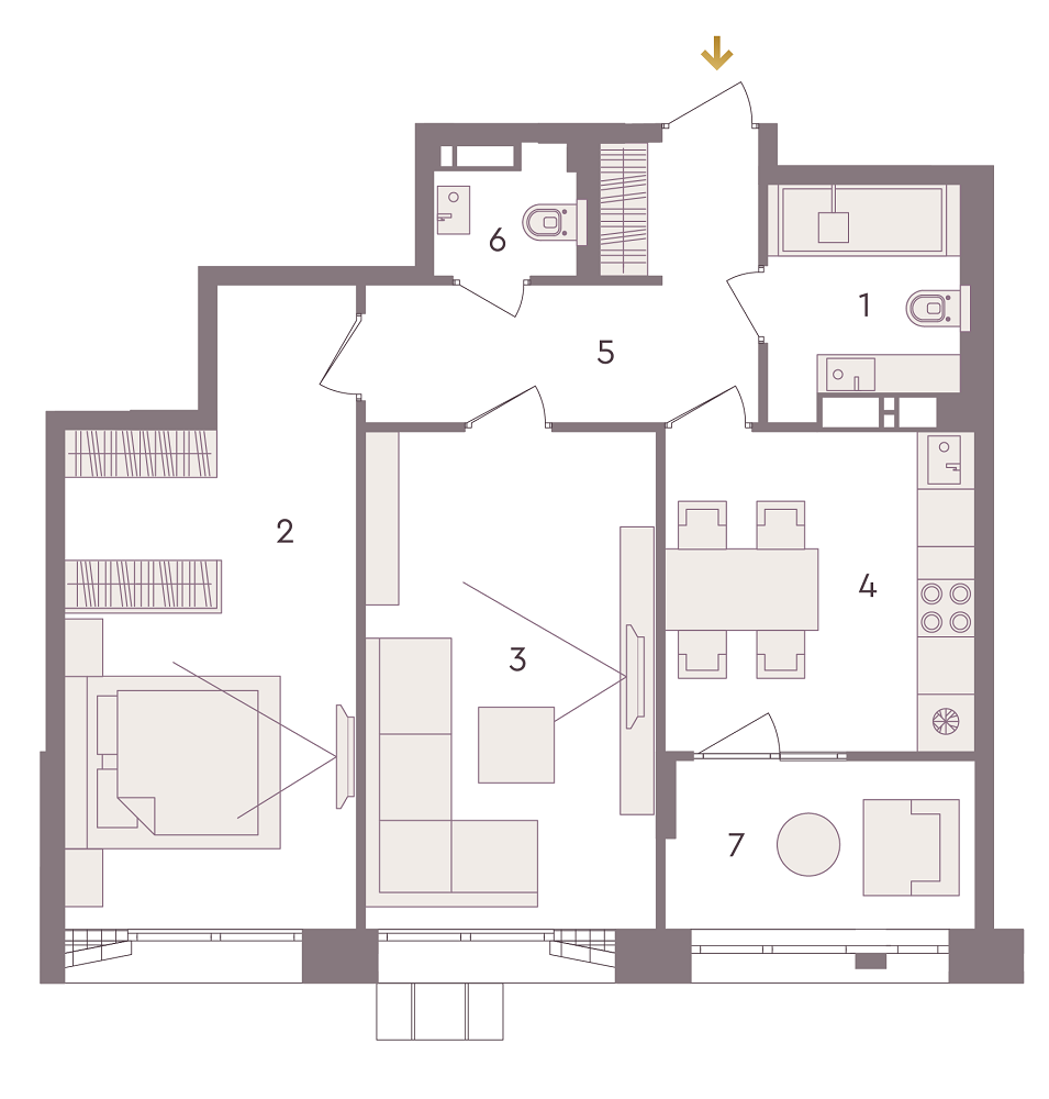 2-комнатная 65.64 м² в ЖК Senat от 34 840 грн/м², Киев