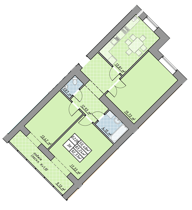 3-комнатная 92.3 м² в ЖК Millennium от 13 100 грн/м², Ивано-Франковск