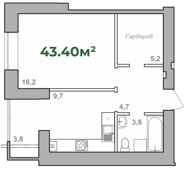 1-кімнатна 43.4 м² в ЖК Містечко Липки від 16 000 грн/м², Івано-Франківськ