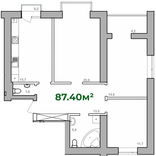 3-кімнатна 87.4 м² в ЖК Містечко Липки від 16 000 грн/м², Івано-Франківськ