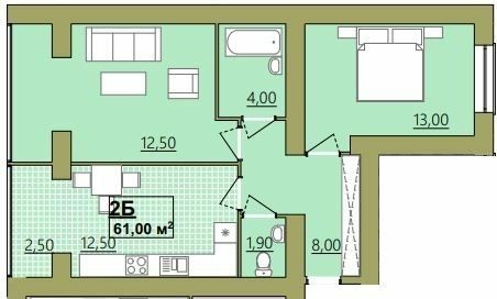 2-кімнатна 61 м² в ЖК Містечко Центральне від 11 000 грн/м², Івано-Франківськ