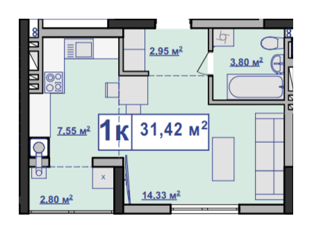1-комнатная 31.42 м² в ЖК Парковий маєток от 11 500 грн/м², Ивано-Франковск