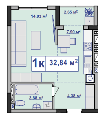 1-комнатная 32.84 м² в ЖК Парковий маєток от 11 500 грн/м², Ивано-Франковск