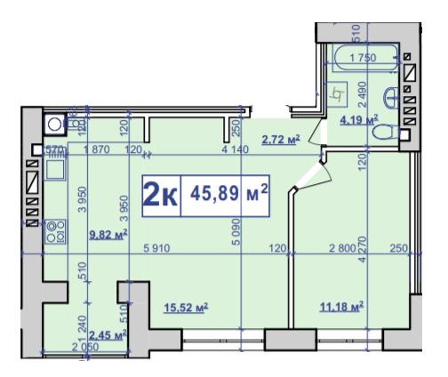 2-кімнатна 45.89 м² в ЖК Парковий маєток від 11 000 грн/м², Івано-Франківськ