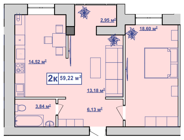 2-комнатная 59.22 м² в ЖК Парковий маєток от 13 600 грн/м², Ивано-Франковск