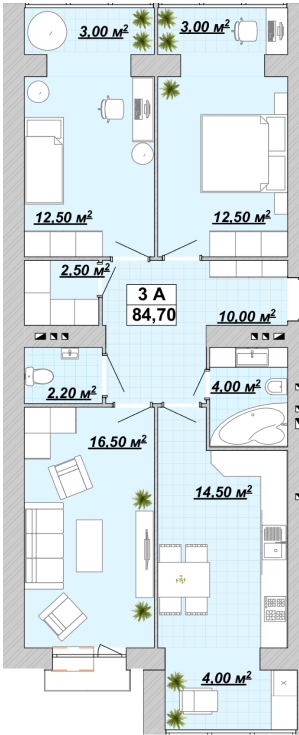 3-кімнатна 84.7 м² в ЖР Княгинин від 13 500 грн/м², Івано-Франківськ