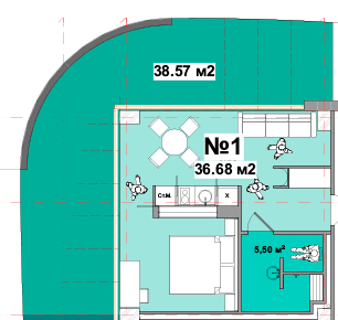 2-кімнатна 36.68 м² в Апарт-комплекс Resort Medical Park від 101 350 грн/м², с. Поляниця
