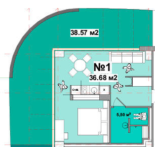 2-комнатная 36.68 м² в Апарт-комплекс Resort Medical Park от 101 350 грн/м², с. Поляница