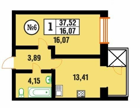 1-кімнатна 37.52 м² в ЖК Центральний від 10 700 грн/м², м. Красилів