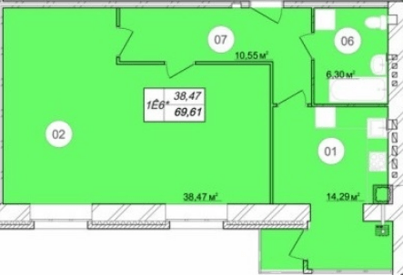 2-комнатная 69.61 м² в ЖК Премьер от 12 800 грн/м², г. Каменец-Подольский